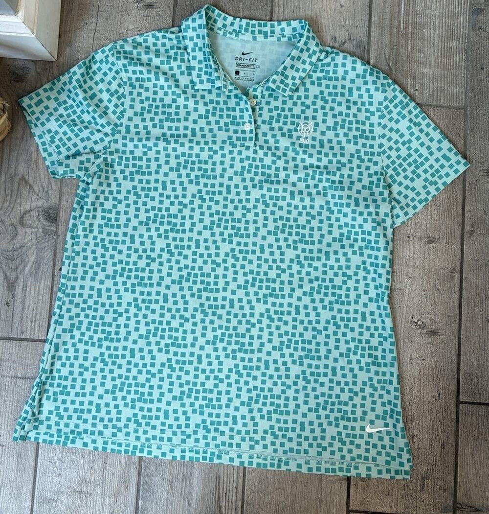 Nike Dri-Fit Women's Large Golf Polo Ridgewood Country Club NJ Turquoise